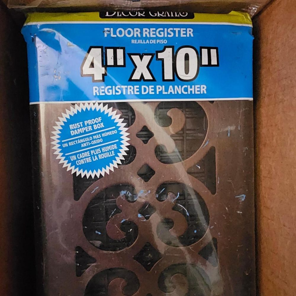 4x10 inch floor register with decorative scrollwork